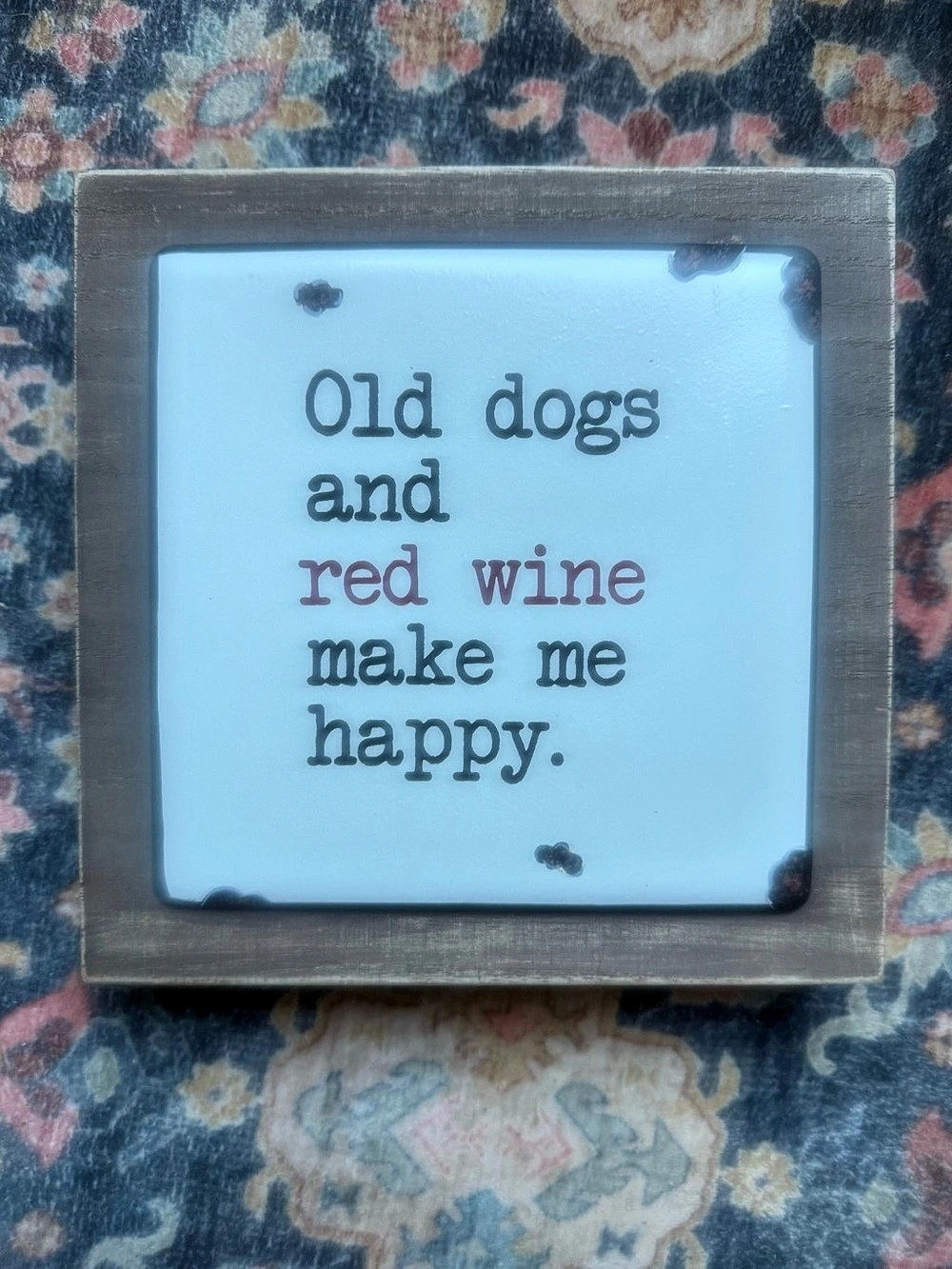 Hallmark Old Dogs and Red Wine Wood Box Sign Wall